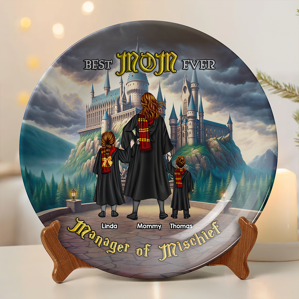 Best Dad Ever Ceramic Round Plate 012achu040425-Homacus