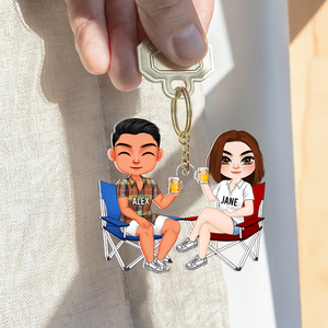 Personalized Gifts For Couple Keychain Drinking Couple 15QHHU110125HH-Homacus