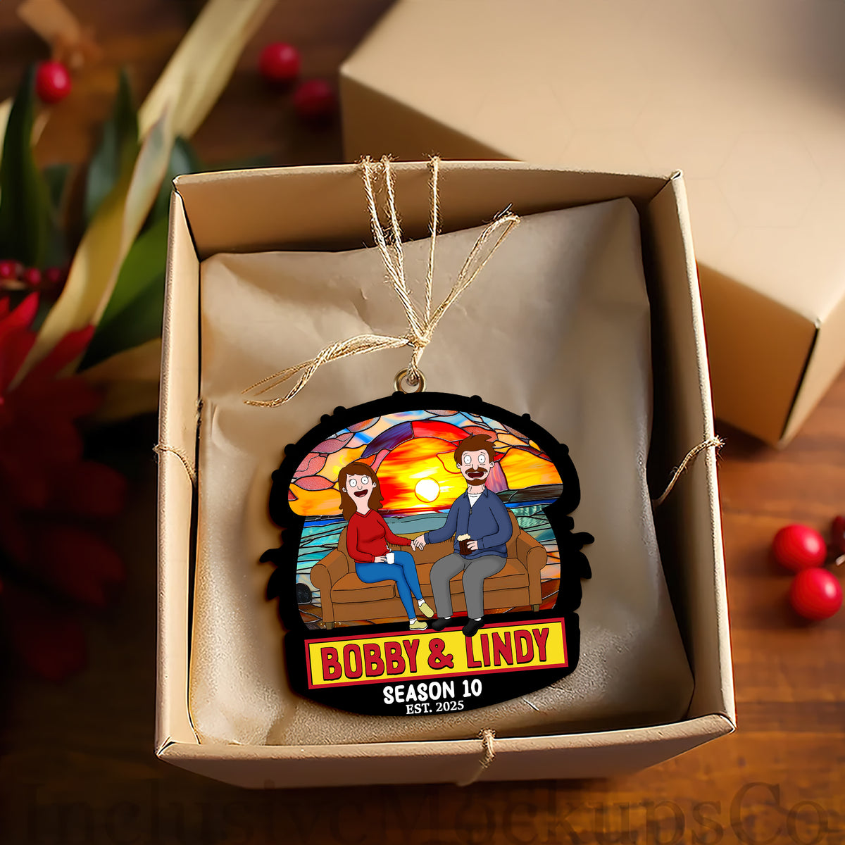 Quirky Cartoon Couple Ornament - Personalized Gifts For Couples 02OHLU091025PA-Homacus