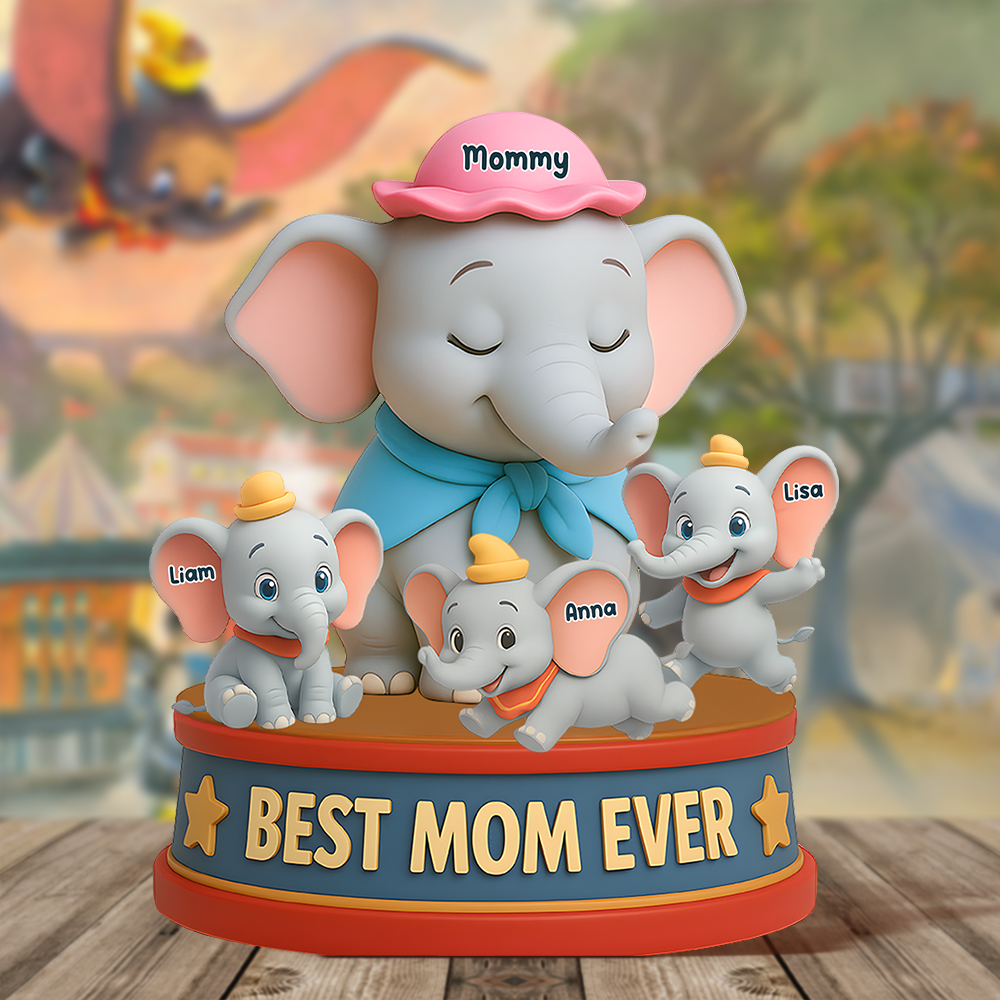 Personalized Gifts For Elephant Mom Acrylic Plaque, Happy Mom 01NAPU140425-Homacus