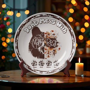 Mama Bear Ceramic Round Plate - Personalized Gift For Mom 02XQLU250325-Homacus