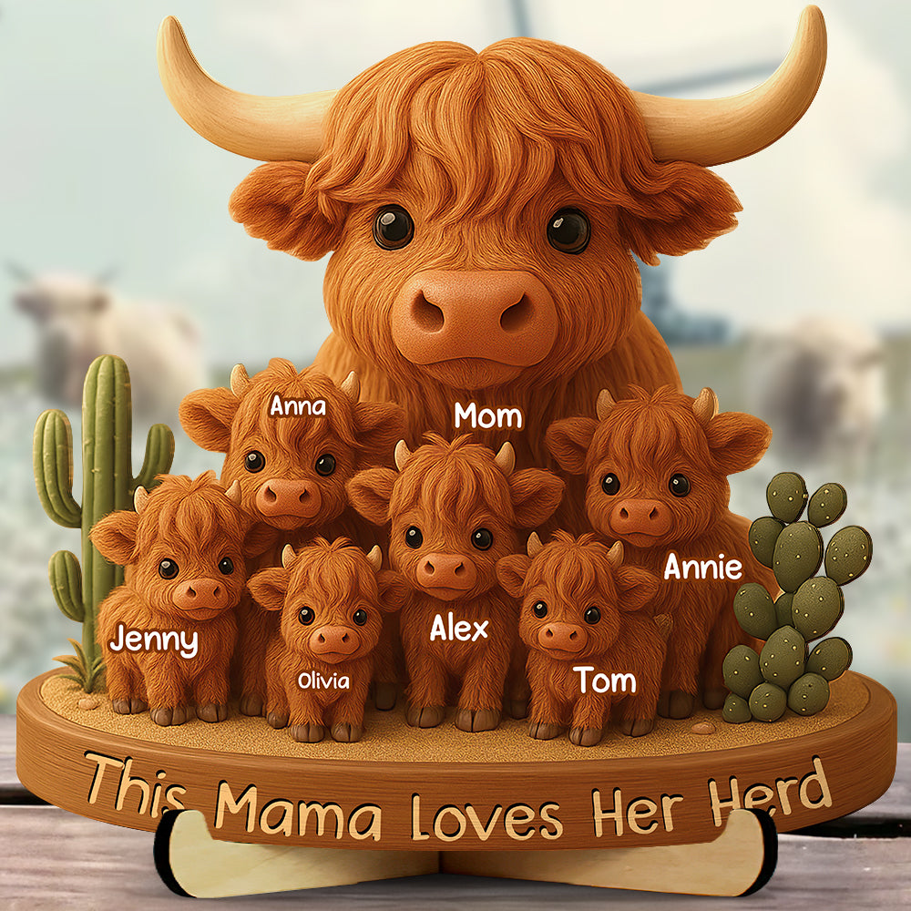 Highland Cow Mama Wood Sign - Personalized Christmas Gifts For Mom 04xqdt030425-Homacus