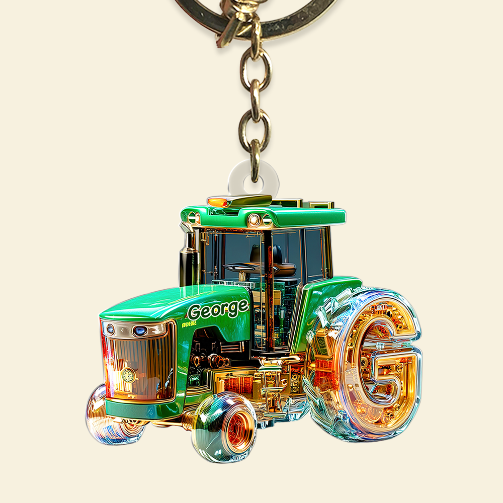 Personalized Gifts For Tractor Lovers Keychain, Any Letter 01TGPU240625-Homacus