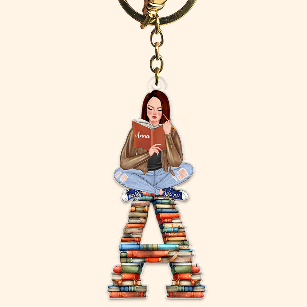 Personalized Gift For Book Lovers Keychain Alphabet Letter 03OHQN041224TM-Homacus