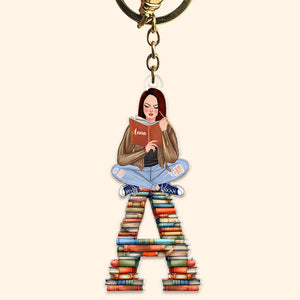 Personalized Gift For Book Lovers Keychain Alphabet Letter 03OHQN041224TM-Homacus