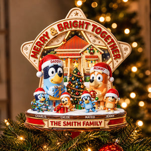Merry & Bright Together Christmas Tree Topper - Personalized Gifts For Family 03todt170826