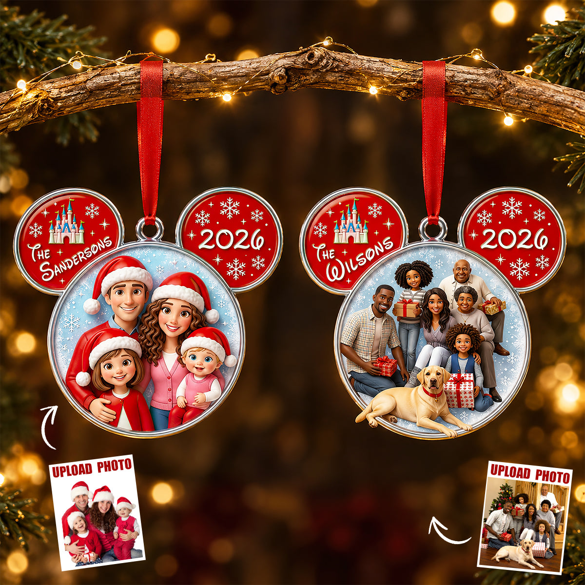 Family Together Christmas Acrylic Ornament - Personalized Custom Photo Gift For Family 03HUDT240826