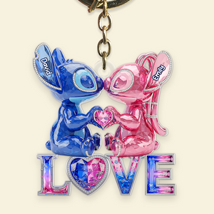 Kissing Aliens Couple Acrylic Keychain - Personalized Gifts For Couple 03OHPU020625-Homacus