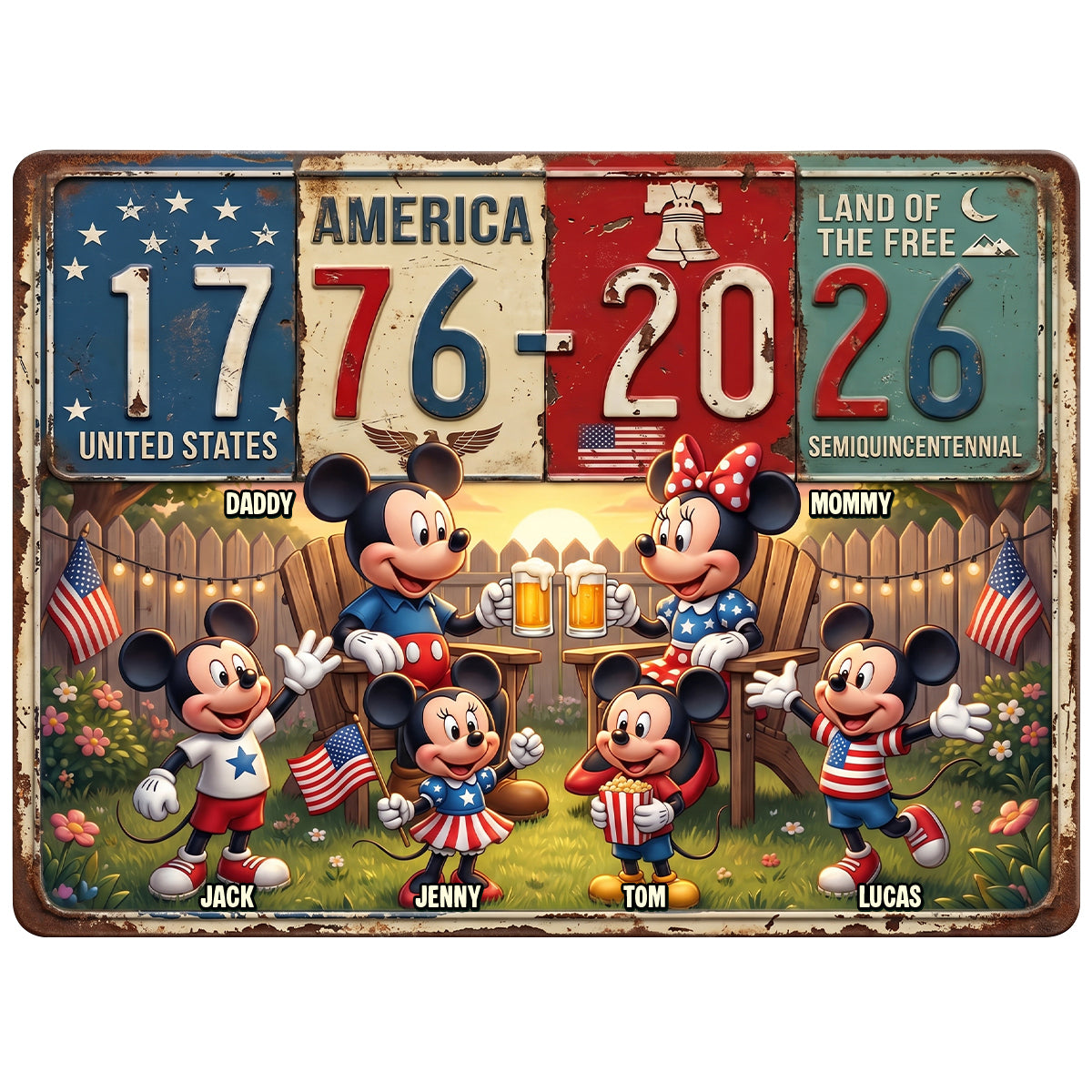 America 250th Anniversary Print Metal Sign - Personalized Gifts For Family 02natn110626-Homacus