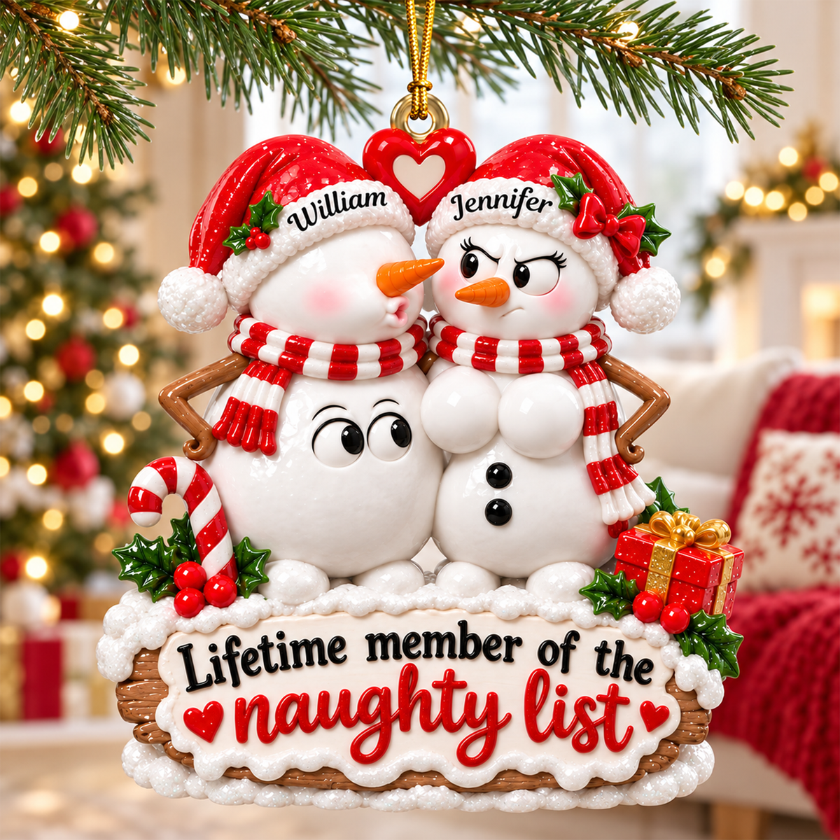 Naughty Snowman Couple Christmas Ornament - Personalized Gifts For Couple 05toqn191026