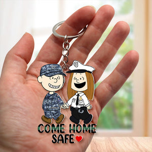 Personalized Gifts For Couple Keychain, Come Home Safe Custom Job Costume 02QHQN130125-Homacus