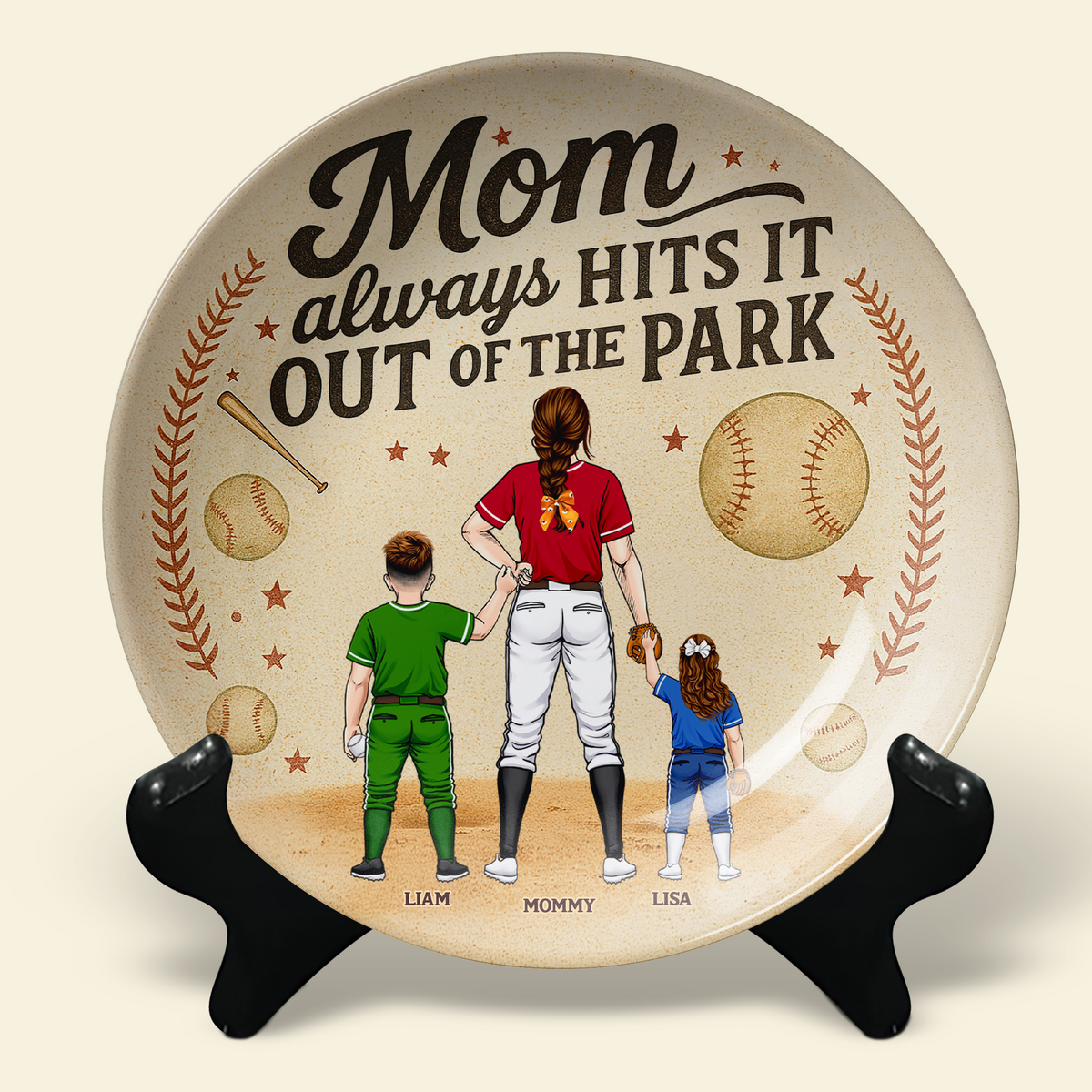 Baseball Mom Ceramic Round Plate - Personalized Gift For Mom 04TGPU140425PA-Homacus