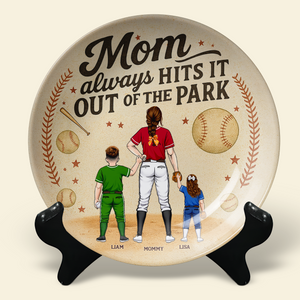 Baseball Mom Ceramic Round Plate - Personalized Gift For Mom 04TGPU140425PA-Homacus
