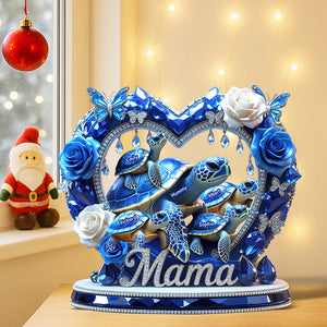Sparkling Mama Turtle Plaque – Personalized Christmas Gifts For Mom 02XQQN240425-Homacus