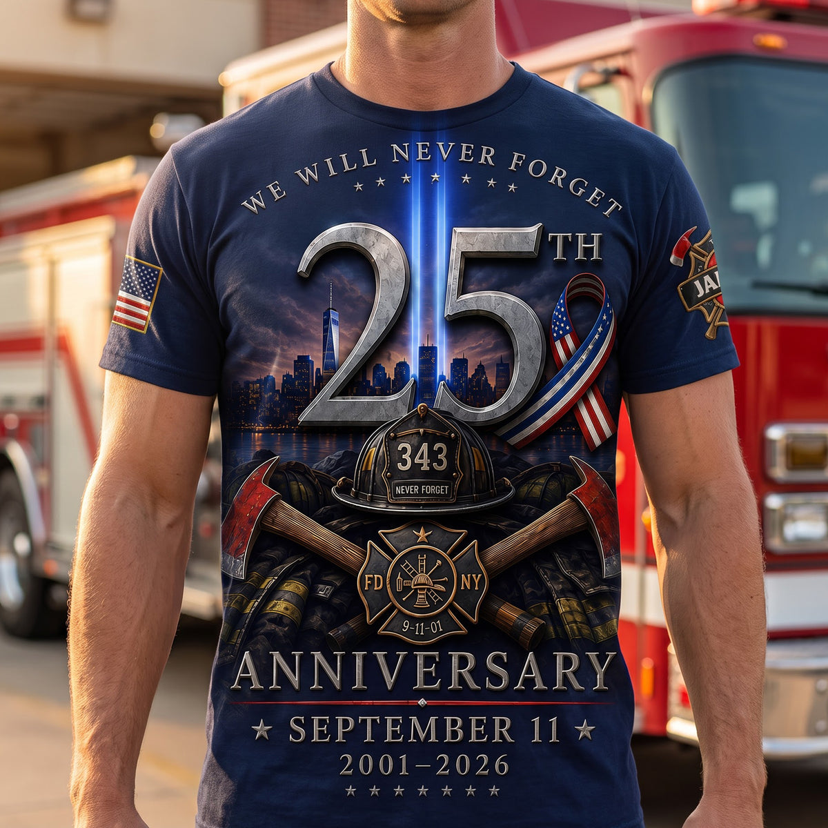We Will Never Forget Shirt - Personalized Gifts For Firefighter 03naqn030826-Homacus