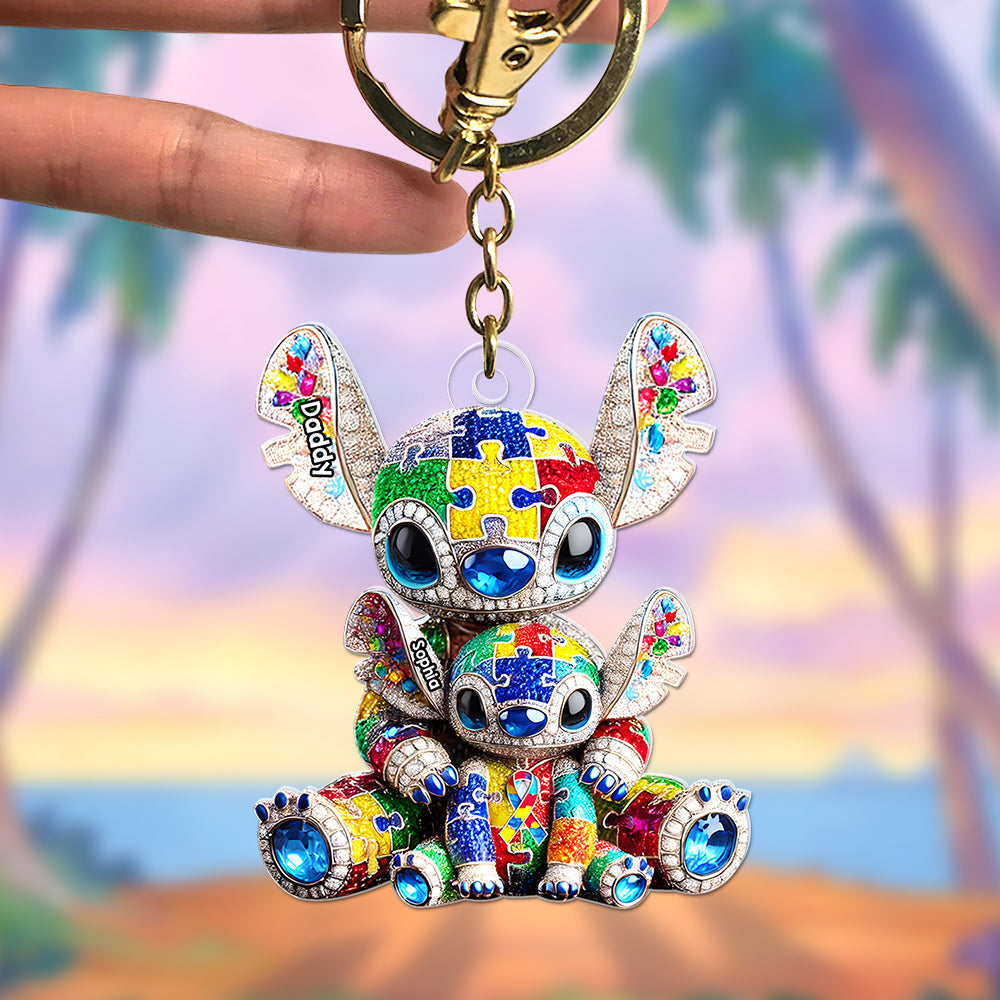 Autism Dad Keychain - Personalized Gifts For Dad 04TGQN140525-Homacus