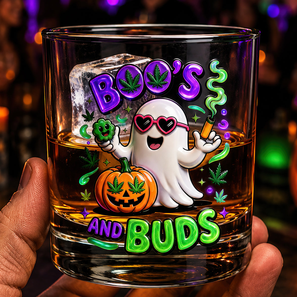 Stoner Boo Round Glass - Personalized Halloween Gifts 04TODT170826-Homacus
