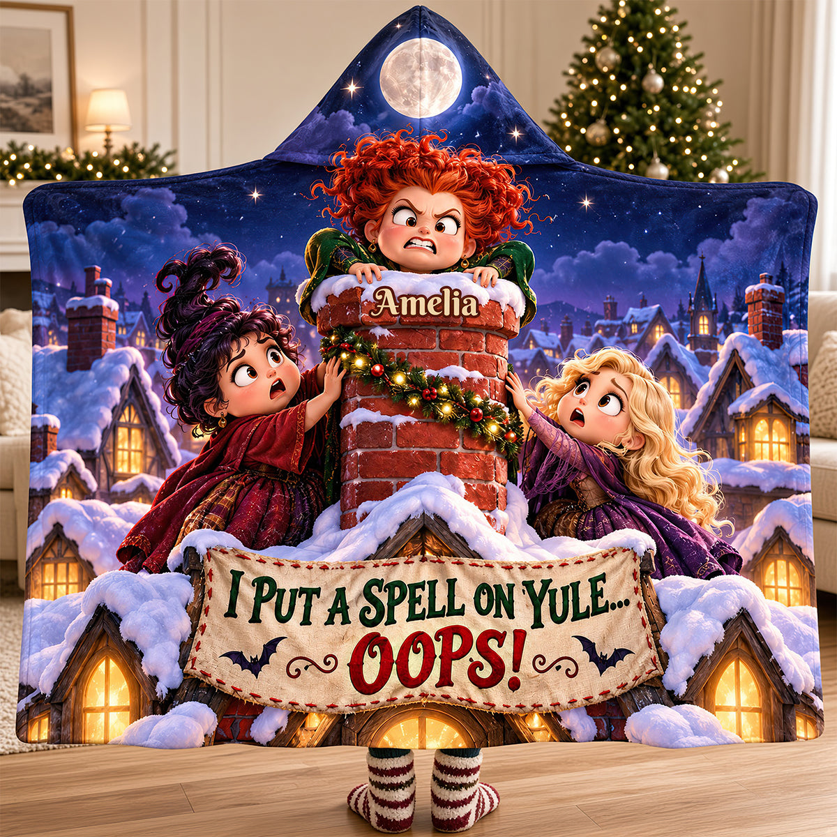 Macabre Spell Sisters Whimsical Christmas Night Hood Blanket - Personalized Christmas Gifts 05hadt241026-Homacus