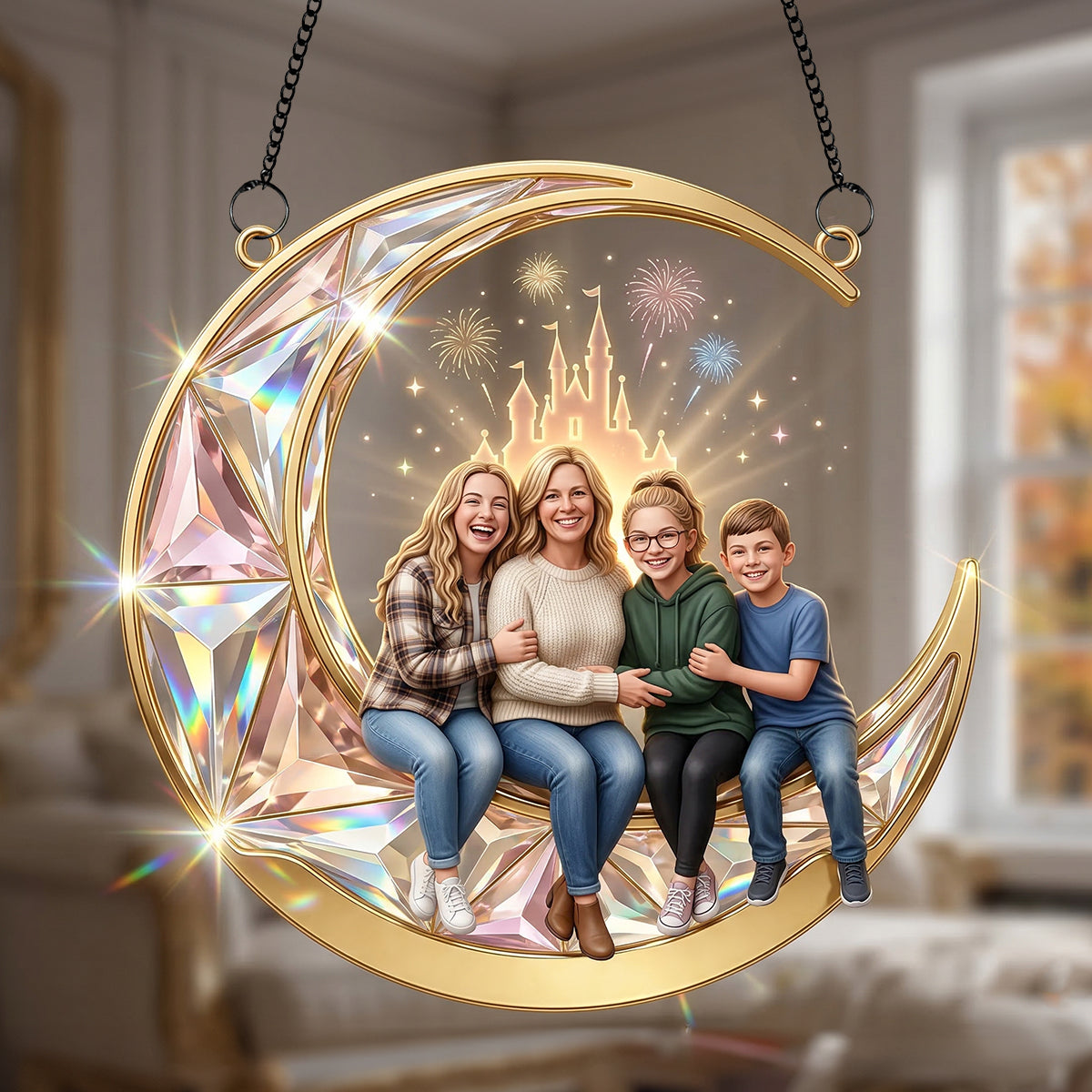 Custom Photo Family suncatcher - Personalized Gifts For Family Suncatcher Ornament 03NATN200326-Homacus