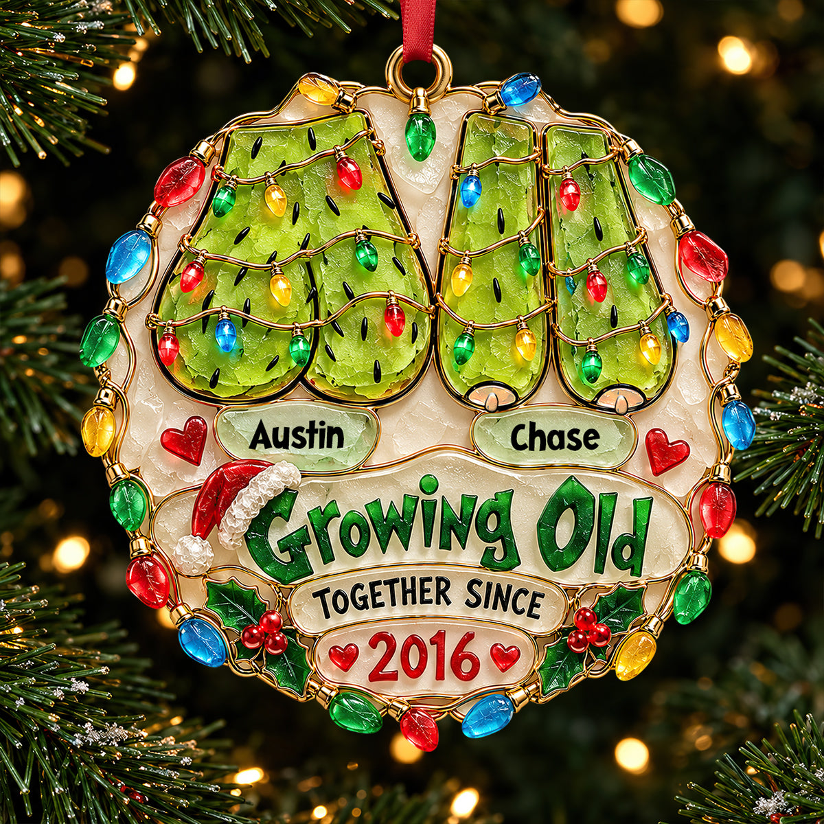 Old Furry Naughty Couple Ornament - Personalized Christmas Gifts For Couples 05nadt191026-Homacus