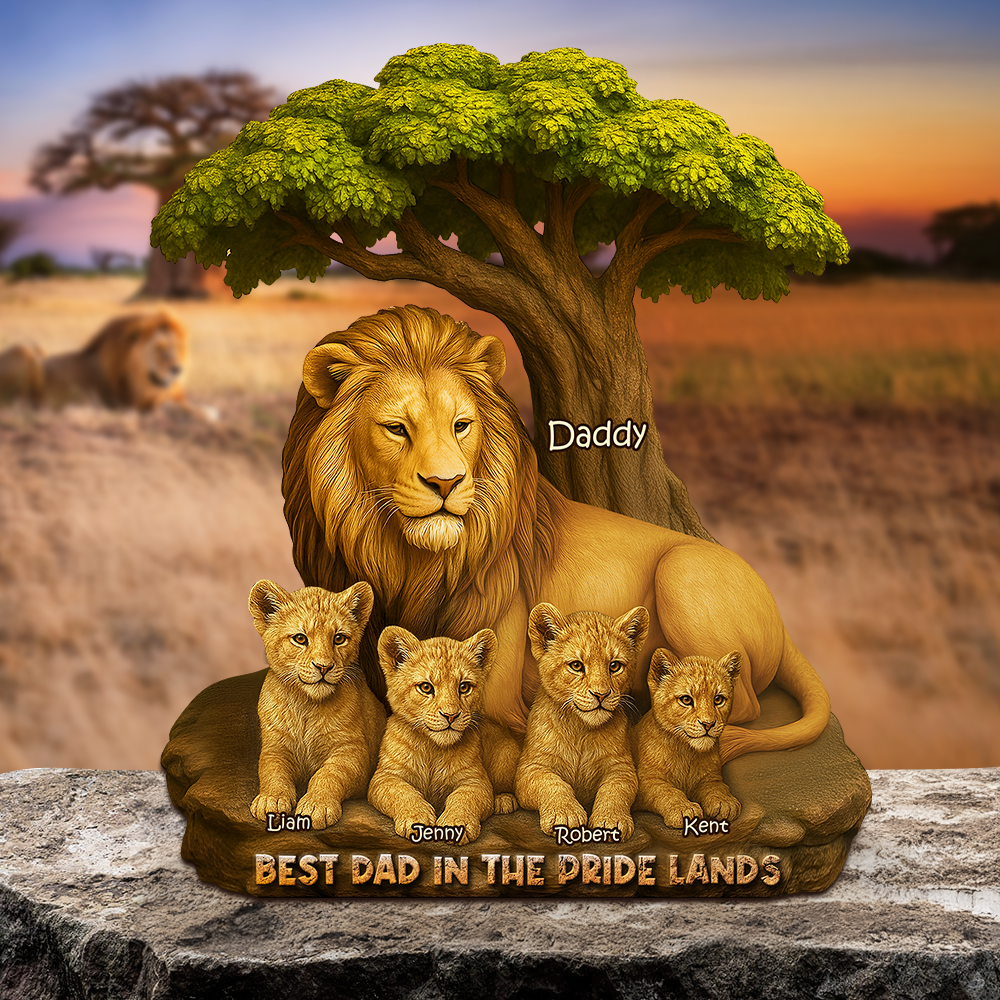Lion Dad In The Pride Lands Plaque - Personalized Gift For Father 04XQPU230425-Homacus