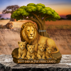 Lion Dad In The Pride Lands Plaque - Personalized Gift For Father 04XQPU230425-Homacus