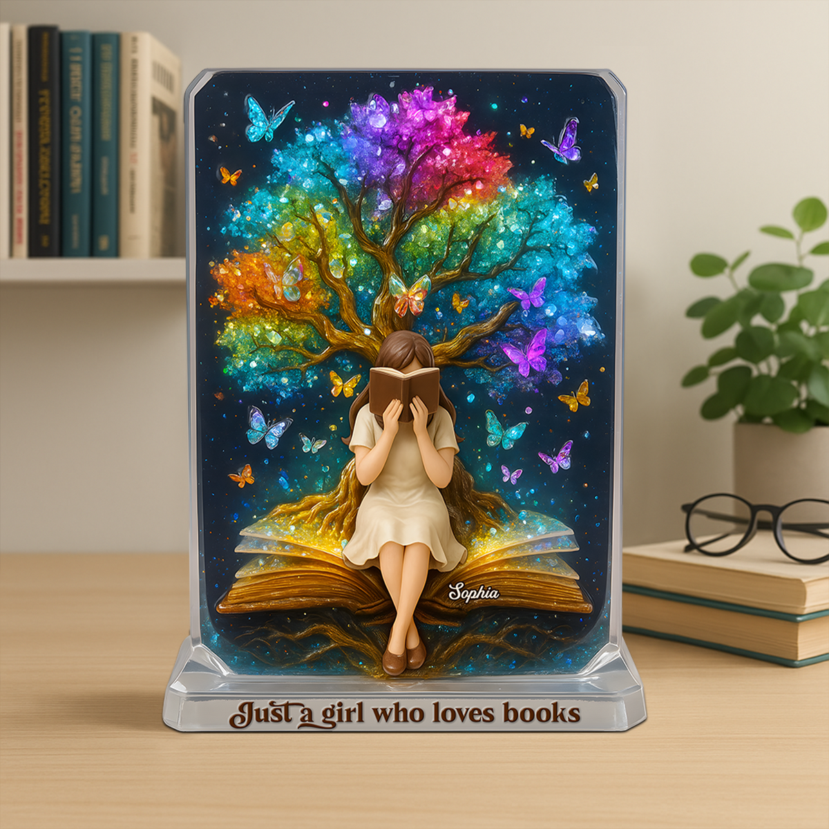Reading Girl Acrylic Plaque - Personalized Gifts For Book Lovers 01topu160625-Homacus