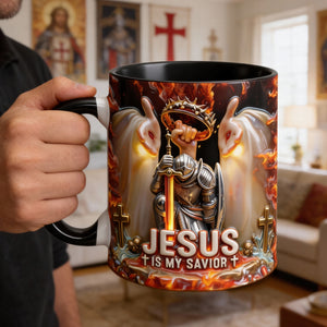 Kneel Templar Knight Warrior & Jesus Savior Accent Mug, Personalized Gifts For Christians 03qhqn210126-Homacus