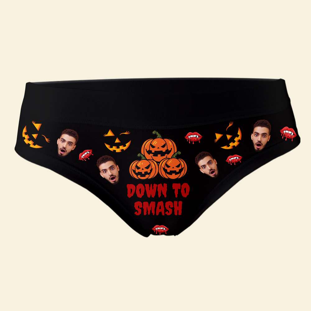 Custom Photo Gifts For Couple Boxer Briefs Halloween Pumpkin Smash Just Tip 03XQDT010824-Homacus