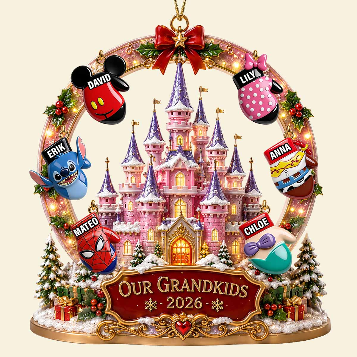 Magical Castle Grandkids Acrylic Ornament - Personalized Christmas Gift For Grandparents 02NADT280826-Homacus