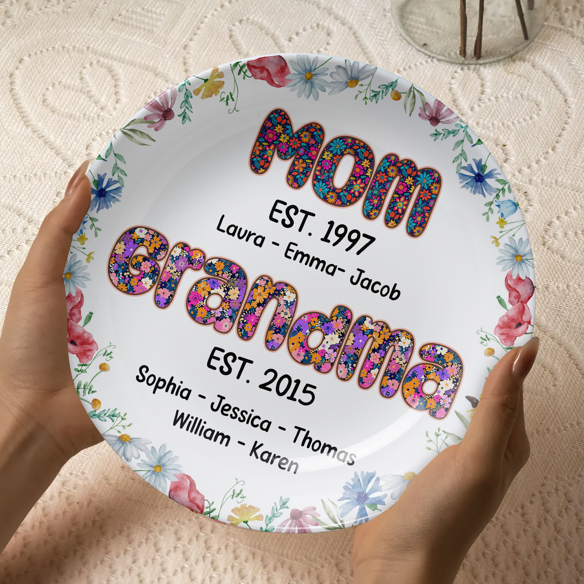 Personalized Gifts For Mom Ceramic Round Plate 02xqpu240325-Homacus