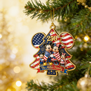 Patriotic Family Christmas Ornament - Personalized 250th Anniversary Gift For Family 06NADT240826-Homacus