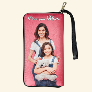 Custom Photo Gifts For Mom Twill Faux Leather Wallet-Homacus