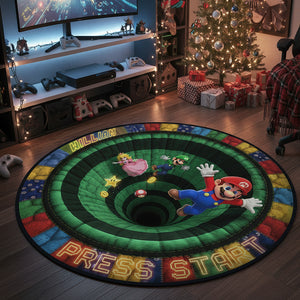 Retro Game Quilted Round Mat - Personalized Gifts For Game Lovers 03kiqn300925-Homacus
