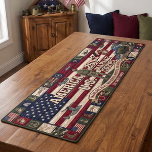 Military Table Runner - Personalized Gifts For Veteran Quilted Table Runner 04PAQN220826