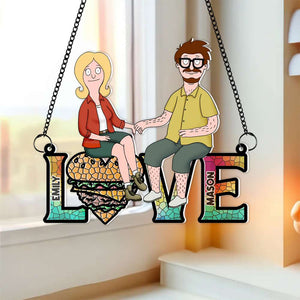 Burger Couple Suncatcher Ornament - Personalized Gifts 03OHMH080225PA-Homacus