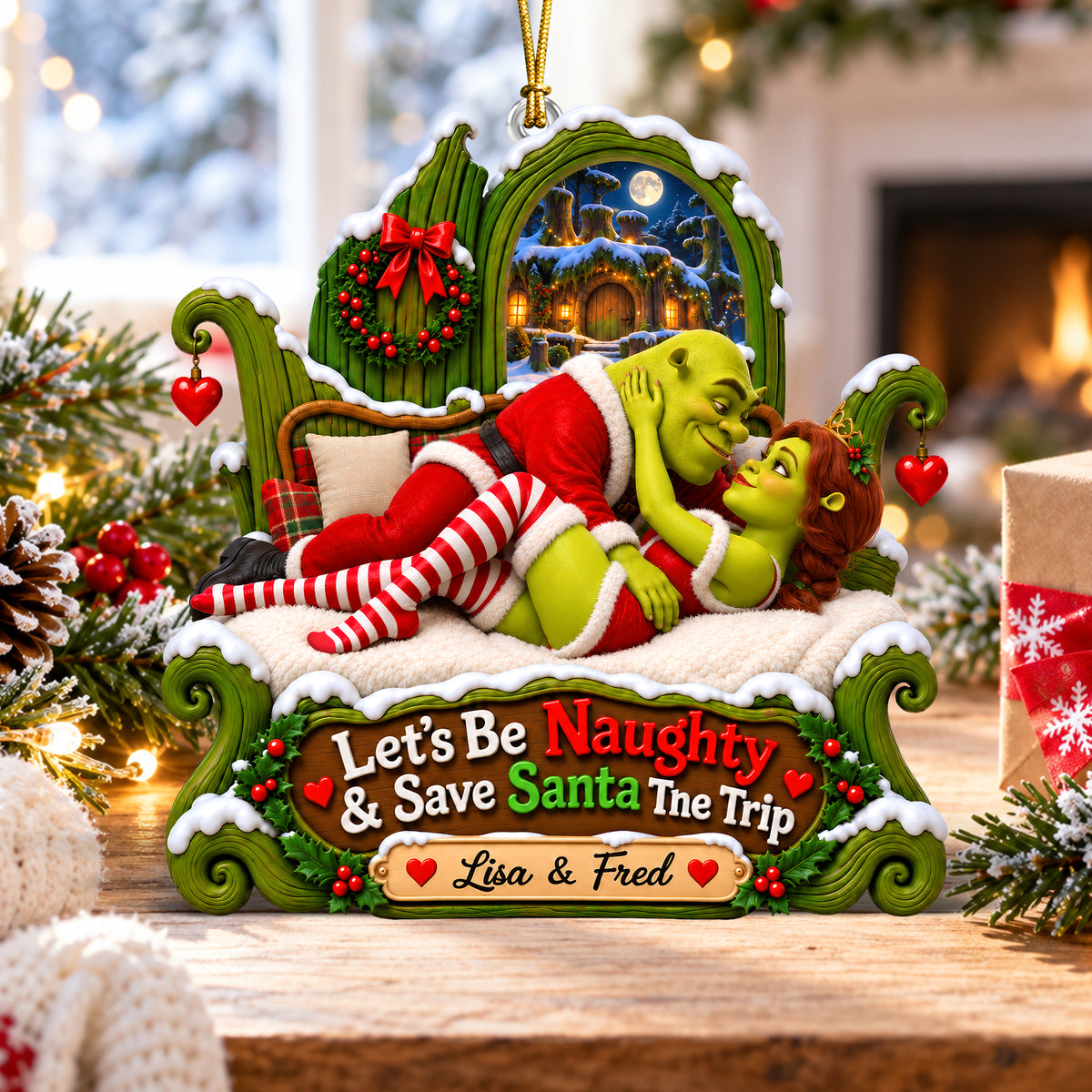 Naughty Little Love Christmas Ornament - Personalized Gifts For Couple 08OHQN170926