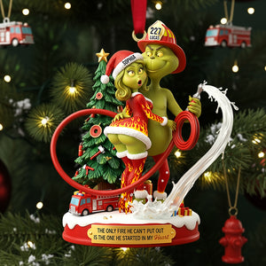 Funny Firefighter Green Monster Personalized Gifts For Couple Christmas Ornament 02tgtn011025-Homacus