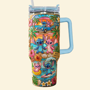 Couple Summer Vibes 40oz Tumbler With Handle - Personalized Gifts For Couples 02patn300626-Homacus