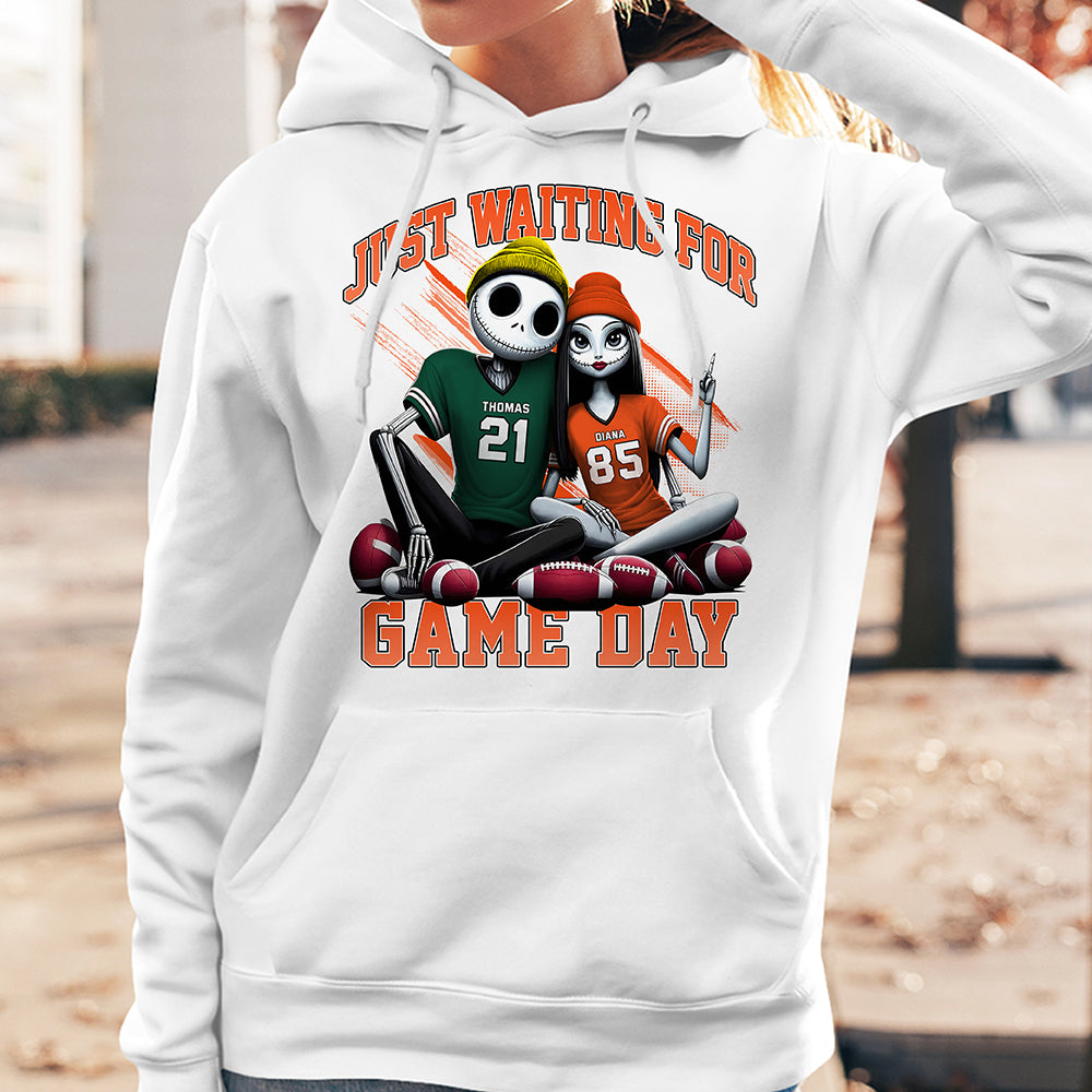 Football Game Day Shirts - Matching Skeleton Couple Divided - Custom Team Logo Gifts For Football Lovers-Homacus