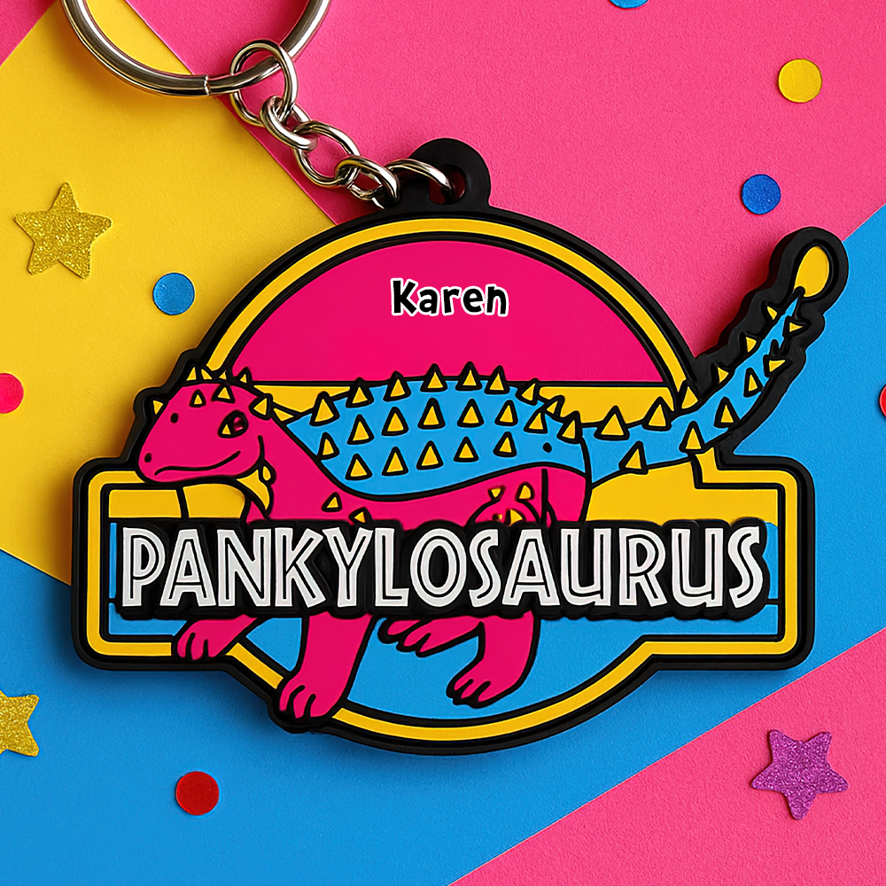 Colorful Dinosaur Keychain – Personalized Gifts for LGBTQ+ Pride 03hupu050625-Homacus
