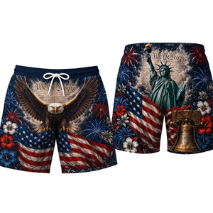 USA Patriotic Men's Beach Shorts - Personalized Gifts For Him 05totn040726