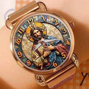 Jesus Blessing Mesh Strap Quartz Watch – Personalized Gifts For Jesus Lovers 01huqn250725-Homacus