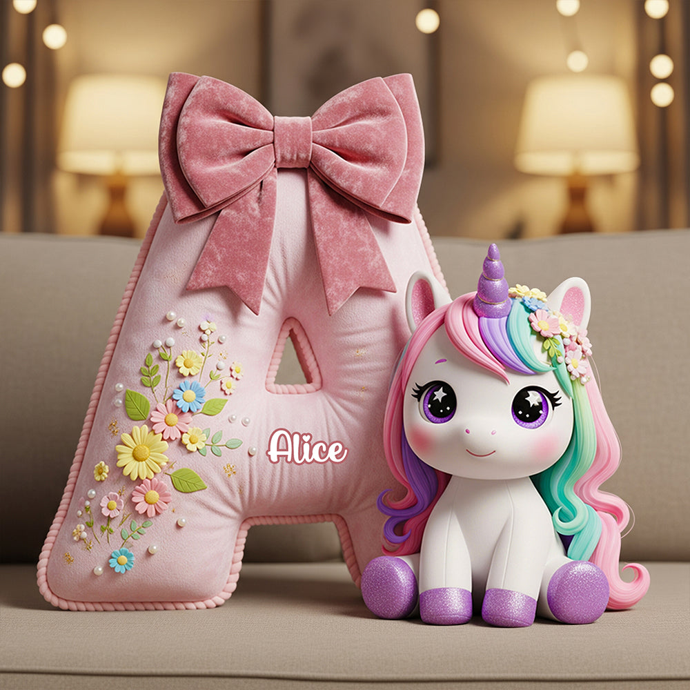 Unicorn Custom Shape Pillow Personalized Gifts For Kid 05PGDT171125-Homacus