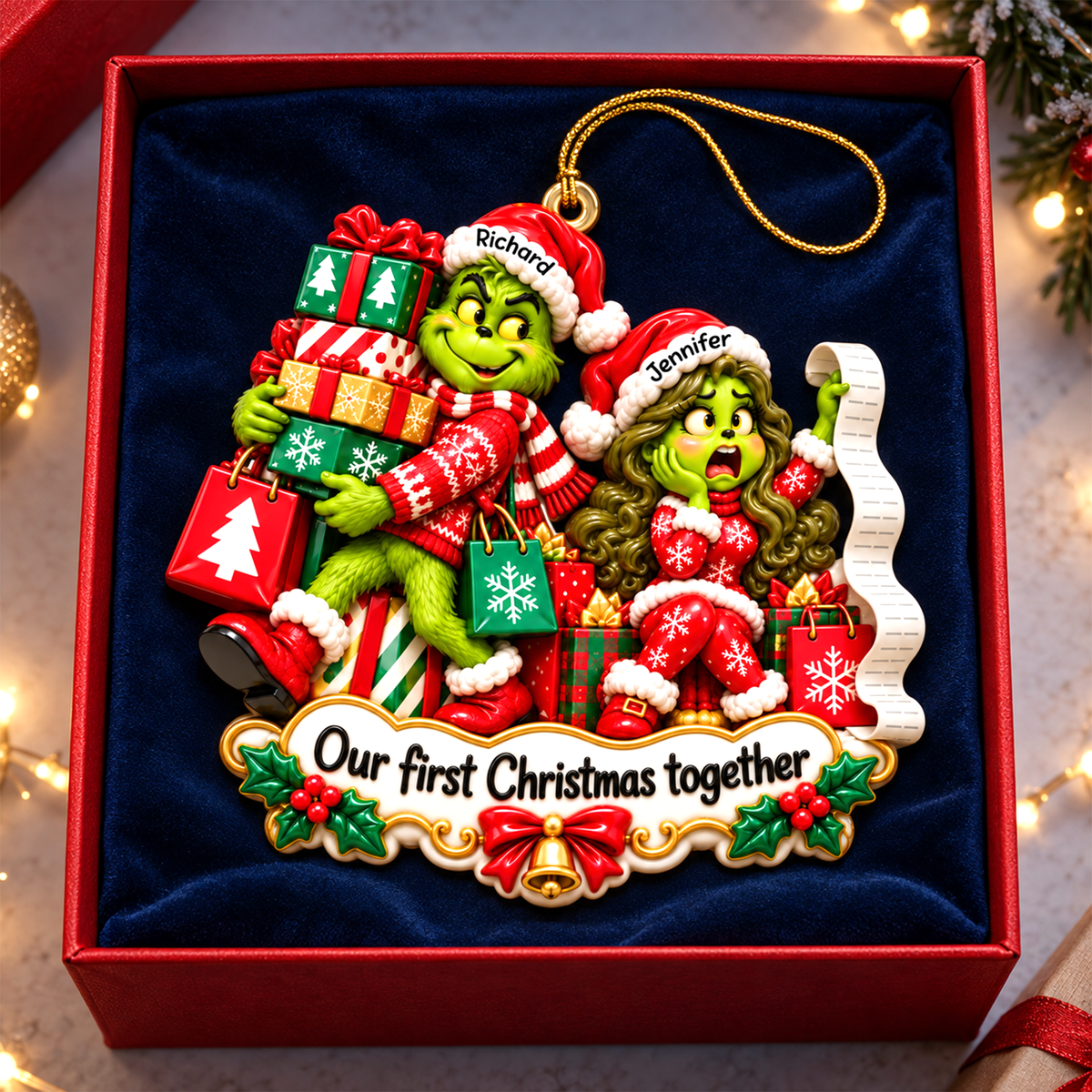 Bustling Couple Ornament - Personalized Gifts For Couple First Christmas Ornament 08TOQN161026-Homacus