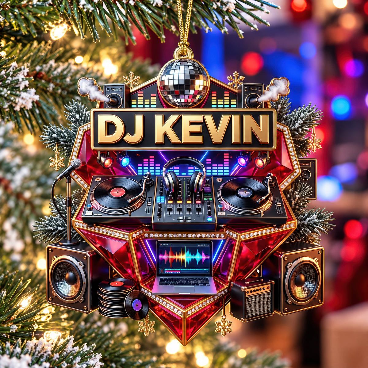 DJ Turntable Christmas Ornament - Personalized Gift For Music Lovers 02NAQN210926