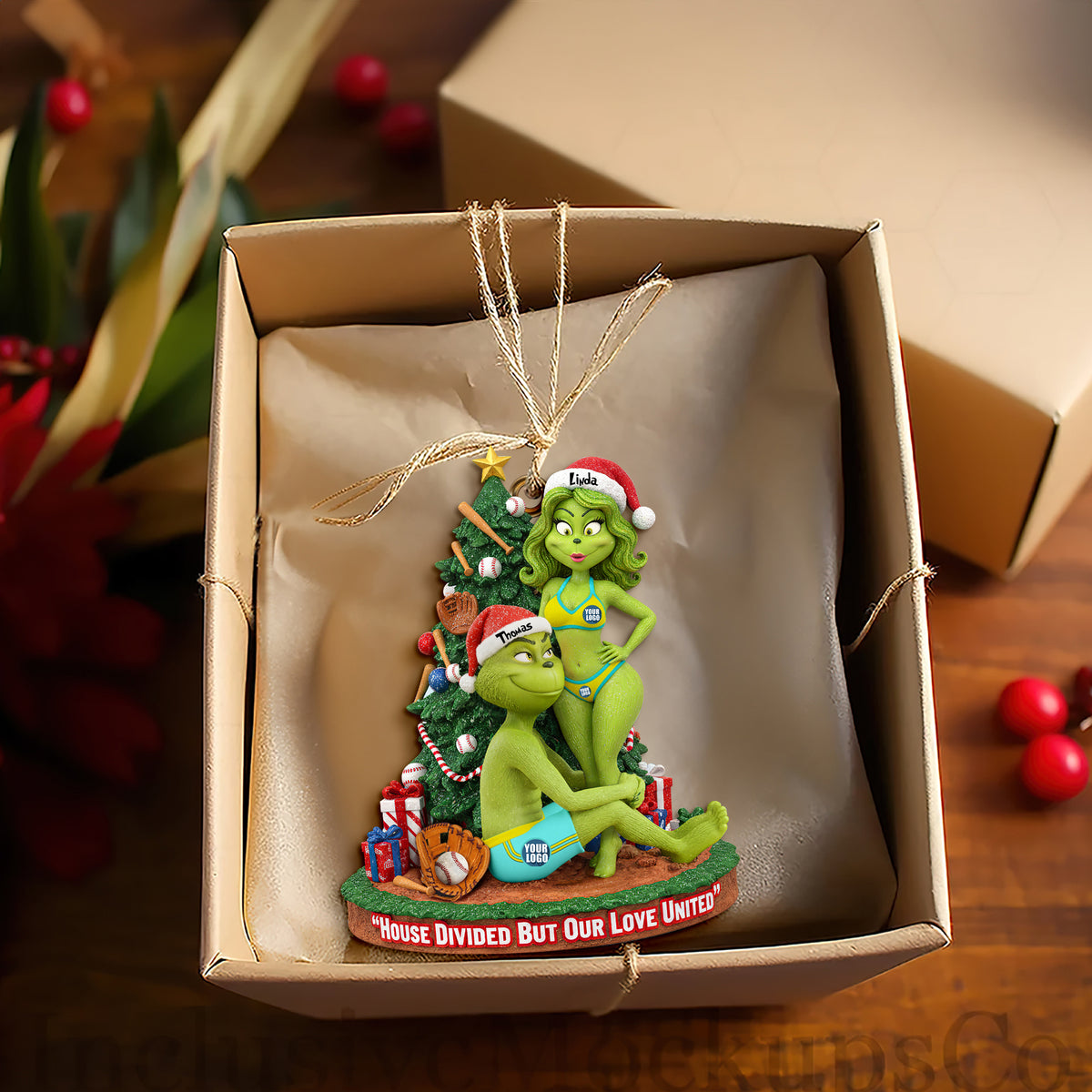 Baseball Couple Ornament - Personalized Gifts For Funny Couple Christmas Ornament 02HULU081025-Homacus