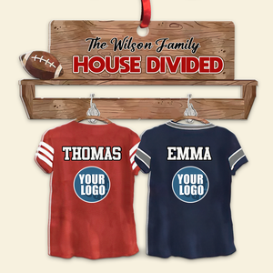 Football Family Ornaments - House Divided & Jersey Shirt With Custom Team Logo Gifts For Football Lovers-Homacus