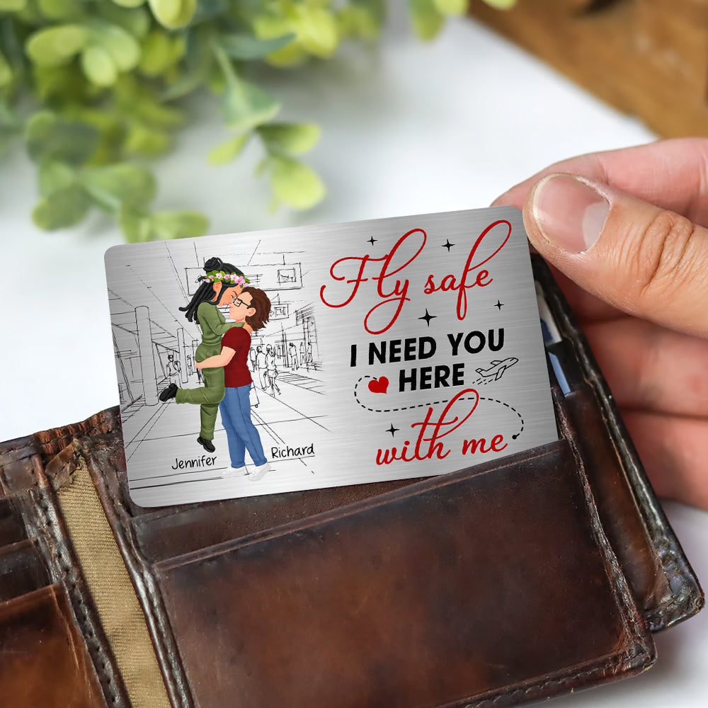 Personalized Gifts For Couple Pilot Wallet Card Fly Safe 04KAQN040225PA-Homacus