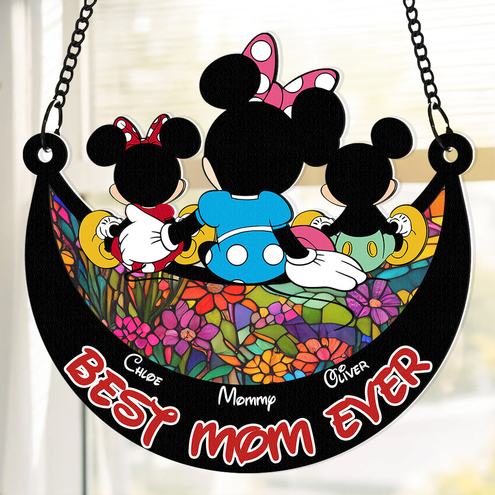Personalized Gifts For Mom Window Hanging Suncatcher Ornament Mother's Day Mouse Mom And Kids 01ACDT240325-Homacus